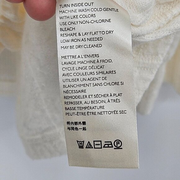 Anthropologie Maeve Rafela Hacci Surplice Top Cream Women’s Size 1X Puff Sleeve - Picture 9 of 12